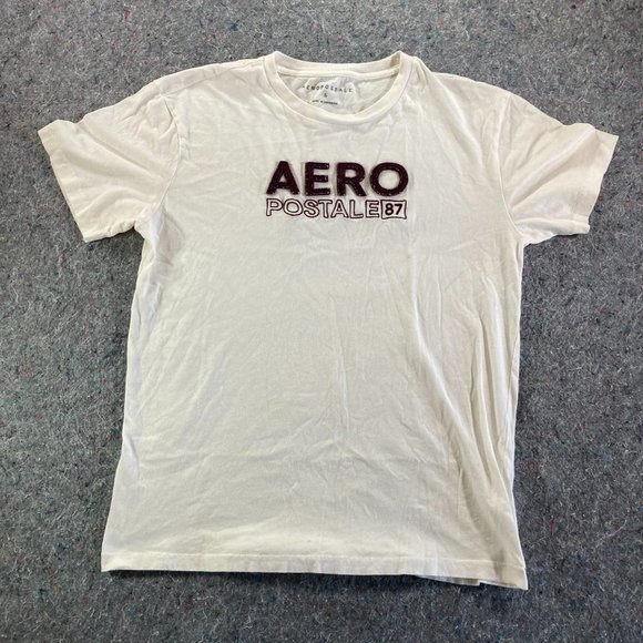 Aeropostale Tops - Aeropostale '87 Womens White Purple Logo Cap Sleeve T-Shirt Size S